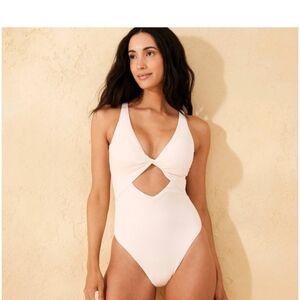 Shade & Shore White Twist Front One-Piece Swimsuit